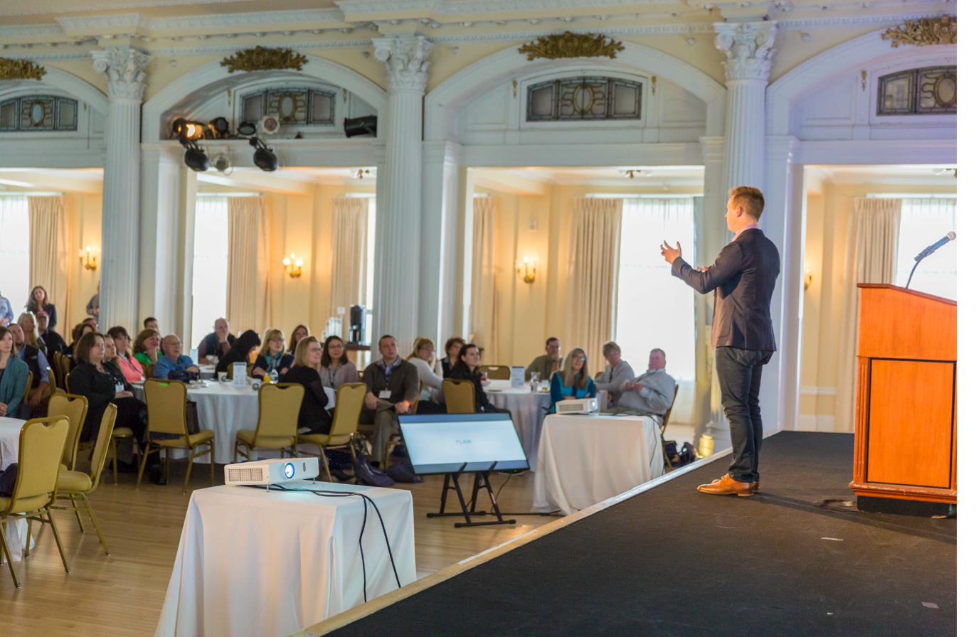 Curt speaking to a crowd