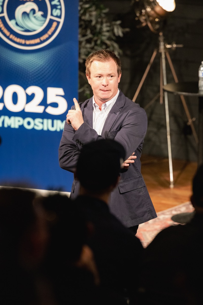 Curt on stage making a point